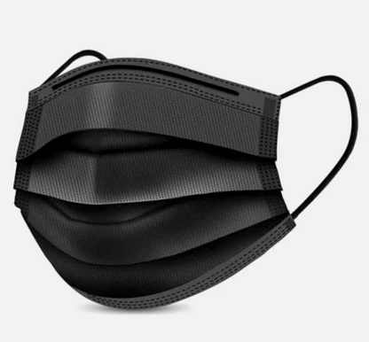 3PLY FACE MASK EAR-LOOPS BLUE & BLACK 50'S