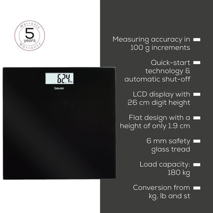 G10 Beurer Bathroom Scale 180kg Glass
