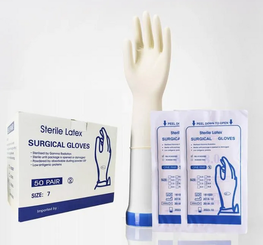 GLOVES - SURGICAL LATEX STERILE POWDER FREE 50 PAIRS
