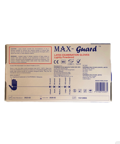 GLOVES - EXAMINATION LATEX POWDERED ( CASE OF 1000pcs)