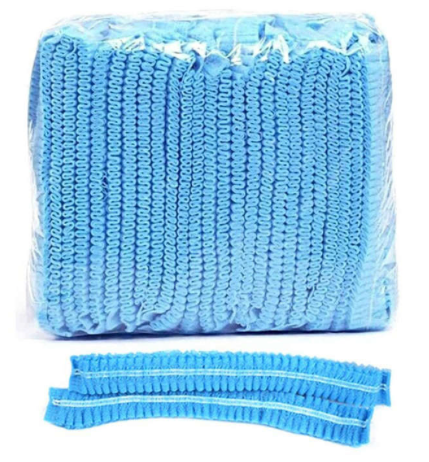 MOP CAPS 18" NON-WOVEN BLUE & WHITE 100'S